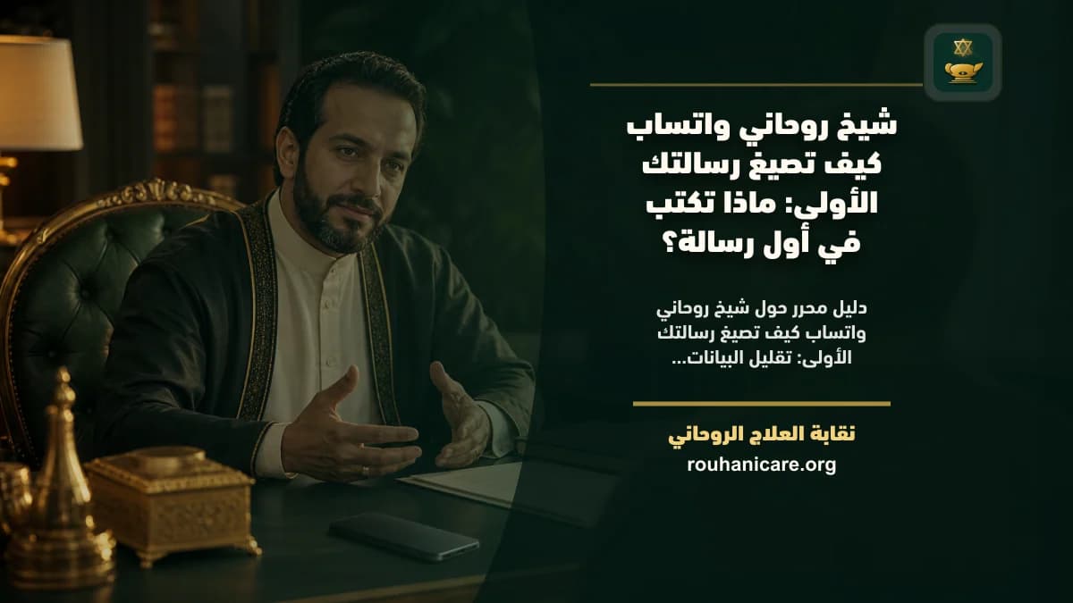 صياغة الرسالة الأولى قبل الاستشارة الروحية هاتف يعرض مسودة رسالة قصيرة بجوار دفتر وقلم في مساحة هادئة
